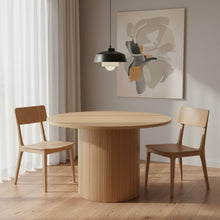 Load image into Gallery viewer, 47" Wood Pedestal Base Round Top Dining Room Table - Natural
