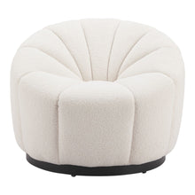 Load image into Gallery viewer, 36" Faux Shearling And Upholstered Barrel Chair - Cream / Black
