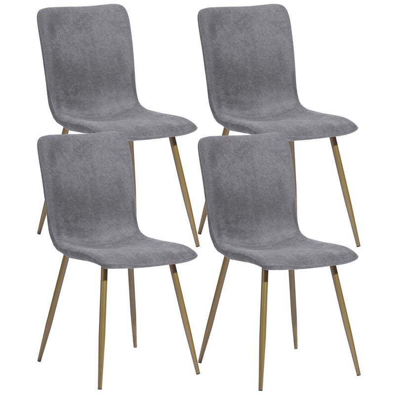 Fabric Dining Side Chairs (Set of 4) - Dark Gray / Gold