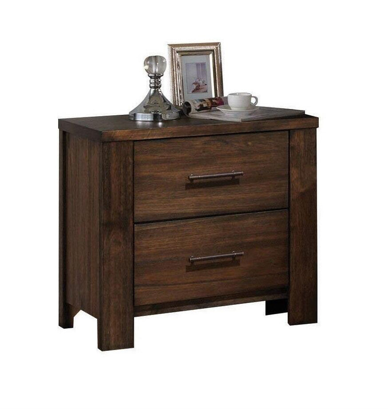 25" Two Drawers Nightstand - Brown