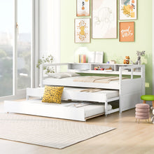 Load image into Gallery viewer, Daybed With 2 Trundles, 3 Storage Cubbies, Built In USB Charging Light
