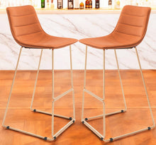 Load image into Gallery viewer, Velvet And Steel Bar Height Bar Chairs (Set of 2) - Orange And Gold
