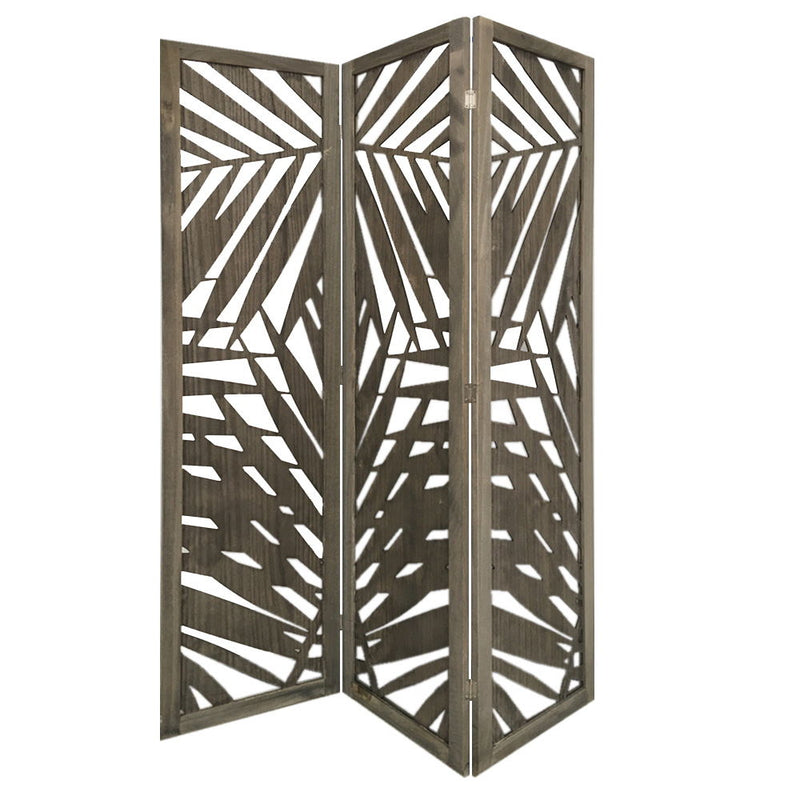 Solid Woodfolding Three Panel Screen Room Divider - Gray