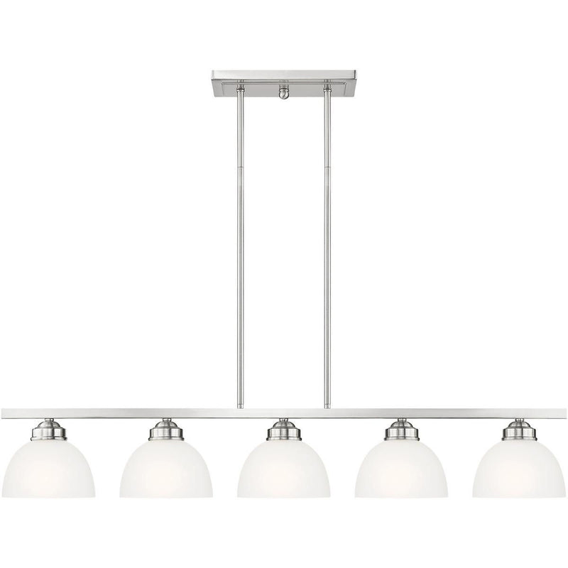 8" Five Light Dimmable Chandelier With Shades - Nickel