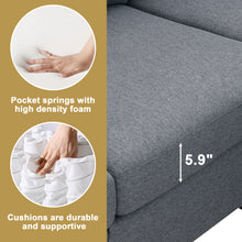 Load image into Gallery viewer, [VIDEO provided][New]89.8*60.2&quot; Modern Sectional Sofa,5-Seat Modular Couch Set with Convertible Ottoman,L-Shape Linen Fabric Corner Couch Set with 2 Pillows for Living Room,Apartment,Office, 3 Colors
