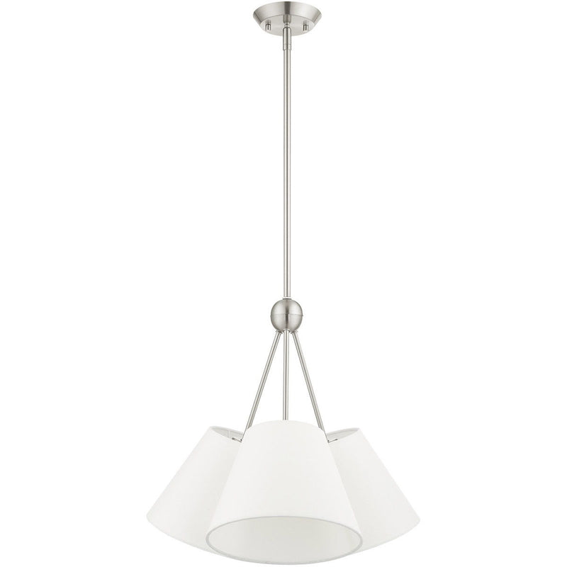 21'' Three-Light Dimmable Chandelier With Shades - Nickel