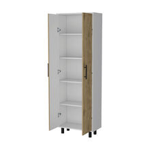 Load image into Gallery viewer, 71" Wood Accent Cabinet With Two Doors - Light Brown / White
