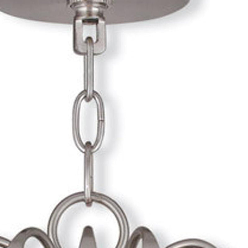 27" Five Light Dimmable Chandelier With Shades - Nickel
