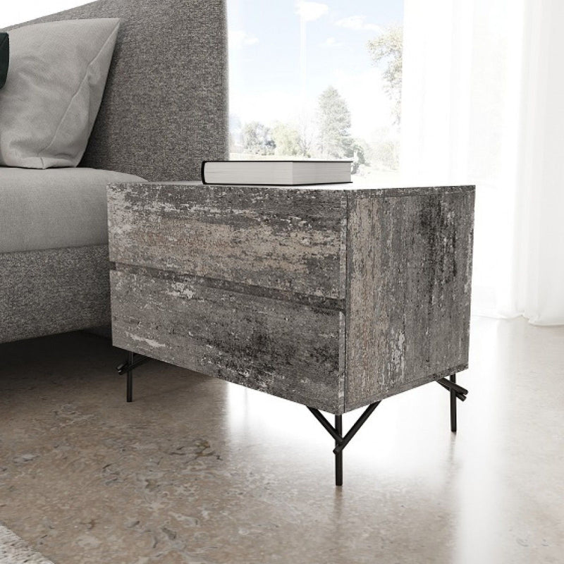 Two Drawer Nightstand - Distressed Gray