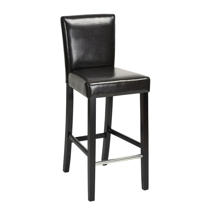 Faux Leather Bar Height Bar Chairs (Set of 2) - Brown / Black
