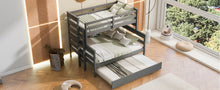 Load image into Gallery viewer, Wood Twin over Full Bunk Bed with Twin Size Trundle, Gray
