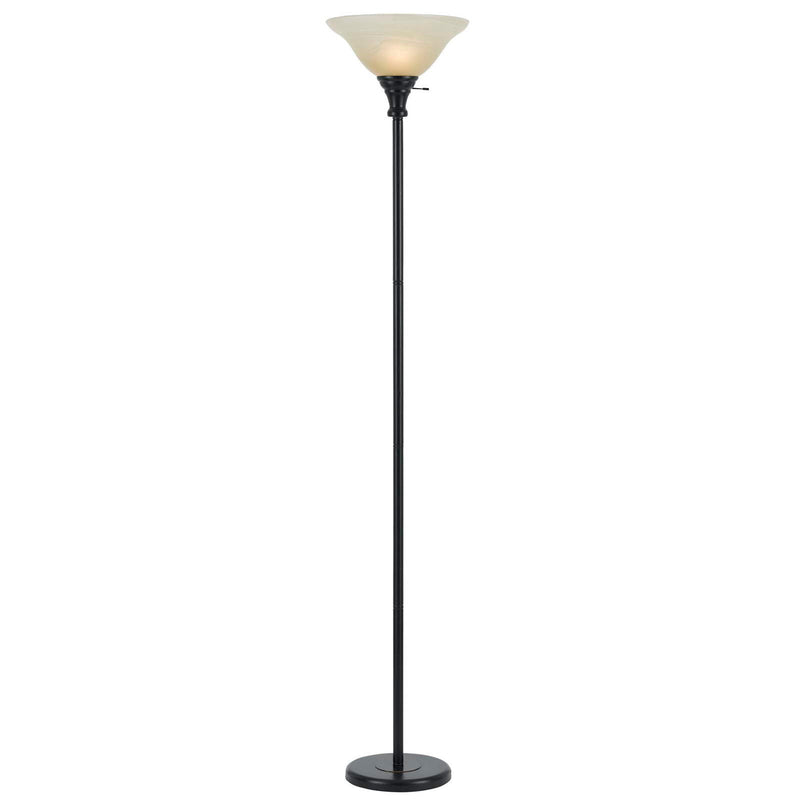 71" Torchiere Floor Lamp With Beige Frosted Glass Dome Shade - Bronze