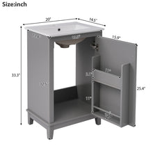 Load image into Gallery viewer, Modern Small Bathroom Vanity Cabinet With Ceramic Basin, Ample Storage, 1 Soft Close Door

