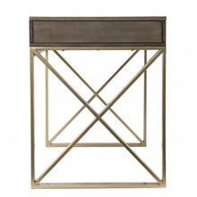 Load image into Gallery viewer, Writing Desk With Two Drawers - Gray / Gold
