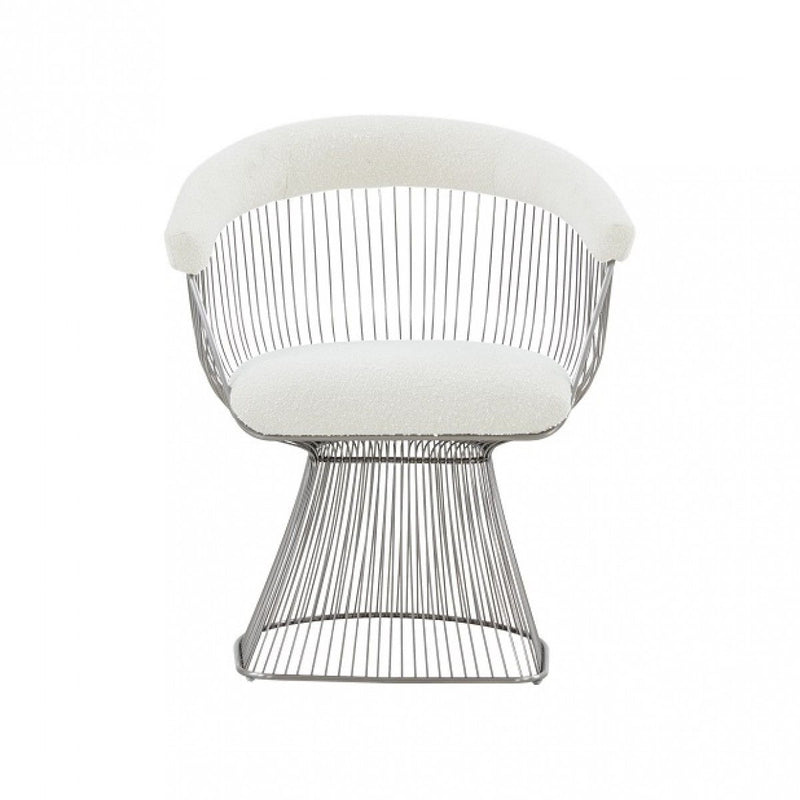 Fabric Steel Windsor Back Dining Side Chair - White