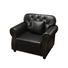 Load image into Gallery viewer, Sofa With Nailhead Trim And Rolled Armrests, Includes 1 Pillow - Black
