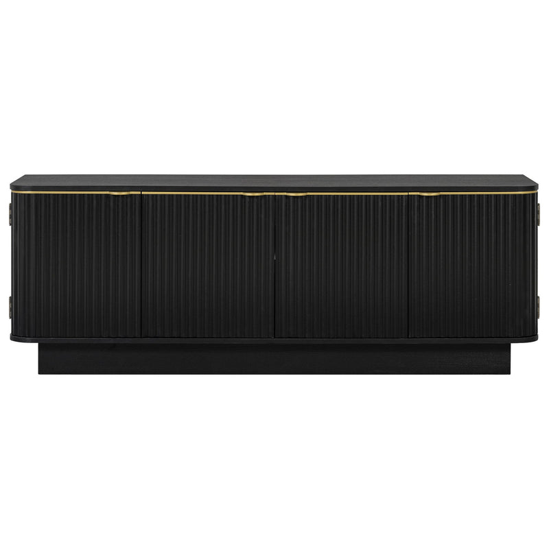 TV Stand, Fluted Media Console With Adjustable Shelves And Cable Holes