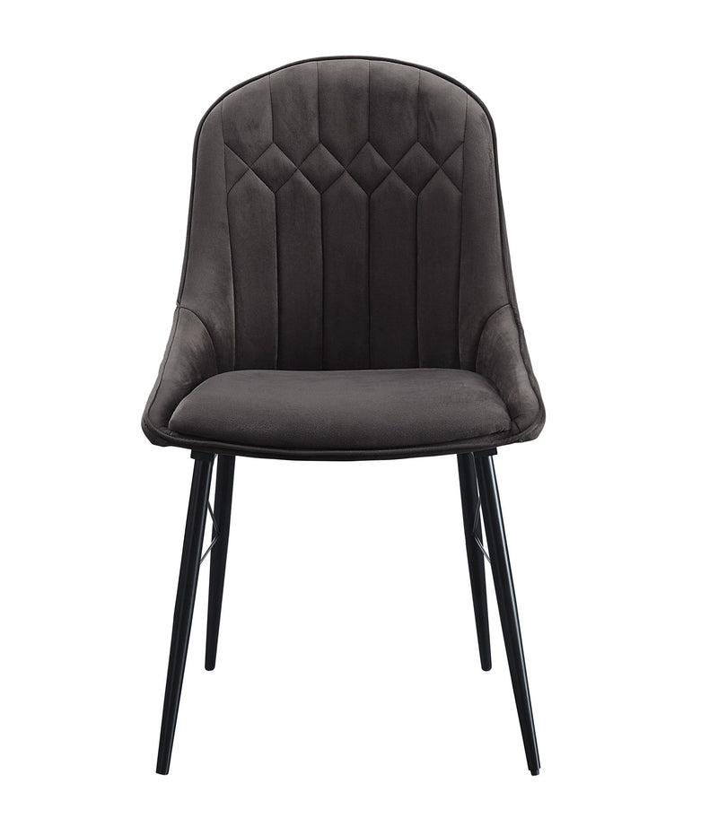 Tufted Upholstered Fabric Dining Side Chairs (Set of 2) - Gray / Black