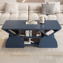 Load image into Gallery viewer, Geometric Engineered Coffee Table With Rounded Corners With Open Shelves

