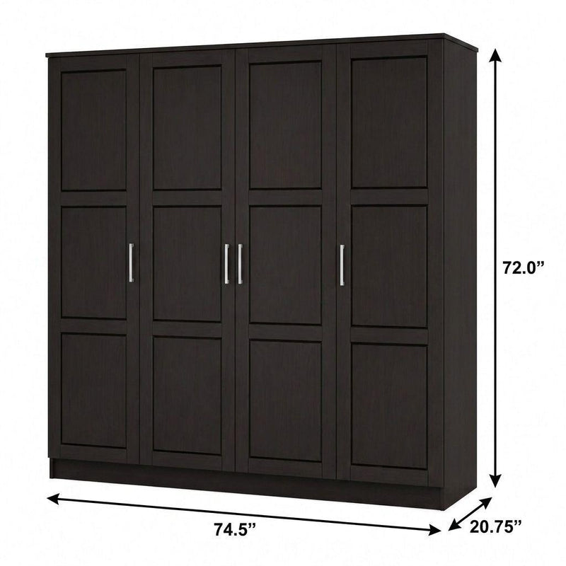 Solid Wood Four Door Combo Dresser (763752) - Dark Brown