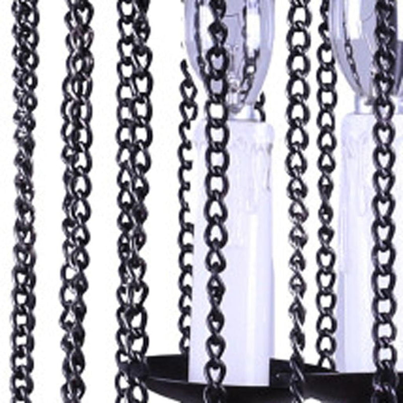 Wood And Metal Cylinder Three Light Dimmable Chandelier - Black / Natural