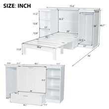 Load image into Gallery viewer, Twin Size Murphy Bed With Bedside Shelves And Wardrobe - White
