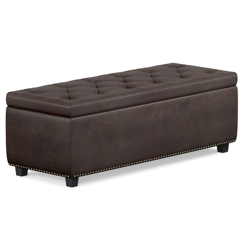 Storage Upholstered Ottoman - Dark Brown / Brown