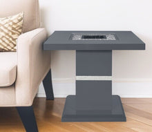 Load image into Gallery viewer, 24" Faux Crystals Glass And Wood Square Pedestal End Table - Dark Gray And Silver
