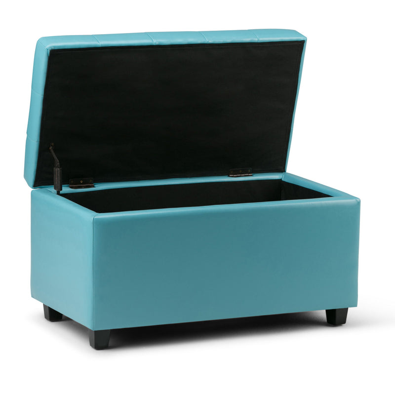 34" Upholstery Storage Ottoman - Dark Brown / Blue