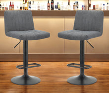 Load image into Gallery viewer, Fabric And Metal Low Back Adjustable Height Bar Chairs (Set of 2) - Gray And Black
