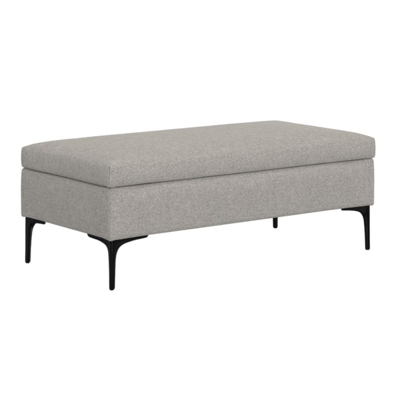 48" Upholstery Storage Ottoman - Black / Cloud