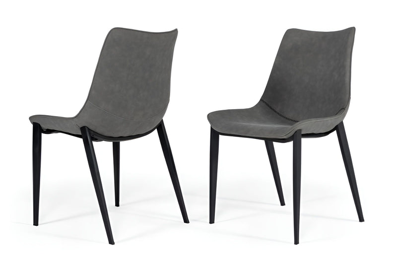 Dining Side Chairs In Faux Leather (Set of 2) - Gray