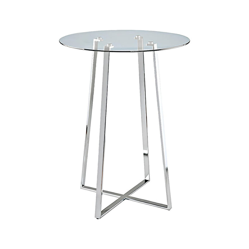 32" Clear And Rounded Glass And Iron Bar Table - Silver