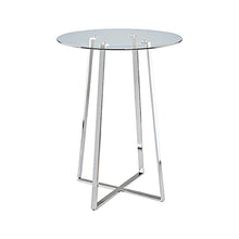 Load image into Gallery viewer, 32" Clear And Rounded Glass And Iron Bar Table - Silver

