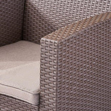 Load image into Gallery viewer, Outdoor Brown Faux Wicker Club Chairs with Mixed Beige Water Resistant Cushions
