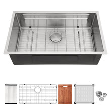 Load image into Gallery viewer, Undermount Kitchen Sink, Single Bowl With Ledge Workstation, 16 Gauge Stainless Steel - Brushed Nickel
