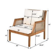 Load image into Gallery viewer, Acacia Wood Patio Furniture Club Chair, Outdoor Wicker Armchair, Deep Seating With Soft Cushions For Porch - Teak / Mix Brown
