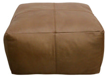 Load image into Gallery viewer, 22" Genuine Leather Pouf Ottoman - Brown
