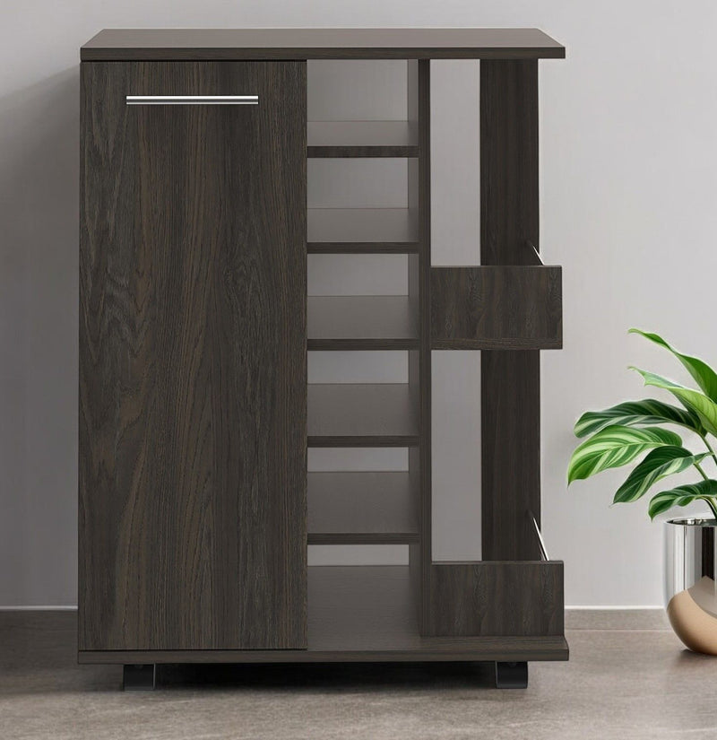 Rolling Dining Room Bar Cart With Wine Storage - Espresso