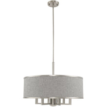 Load image into Gallery viewer, 20" Seven Light Dimmable Chandelier With Shades - Nickel / Pearl Silver
