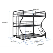 Load image into Gallery viewer, Furniture   Triple Bunk Bed, FULL/Twin/FULL, black
