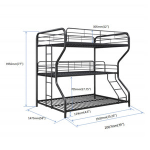 Furniture   Triple Bunk Bed, FULL/Twin/FULL, black