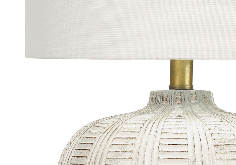 Urn Table Lamp With Ivory Drum Shade - Gold And White