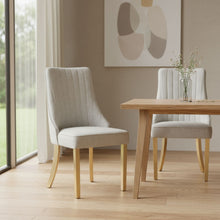 Load image into Gallery viewer, Tufted Stainless Steel Dining Side Chairs (Set of 2) - Beige / Gold
