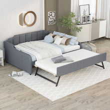 Load image into Gallery viewer, Full Size Upholstered Daybed With Trundle And USB Charging - Gray

