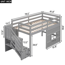 Load image into Gallery viewer, Loft Bed With Storage Staircase, Window &amp; LED Light
