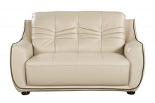 Load image into Gallery viewer, Faux Leather Love Seat - Beige / Black
