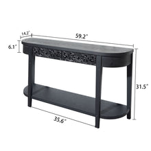 Load image into Gallery viewer, Carved Console Table With Storage Shelf For Living Room - Black
