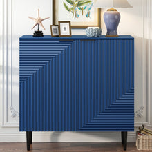 Load image into Gallery viewer, Side Cabinet With Adjustable Shelves And Geometric Door Panels - Navy Blue
