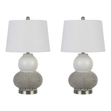 Load image into Gallery viewer, 24" Metal Two Light Desk Table Lamps With White Globe Shade (Set of 2) - Silver
